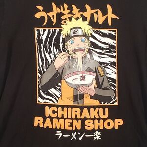 Vintage Naruto Shippuden Men T-Shirt‎ Large Black Noodle Graphic Adult Tee